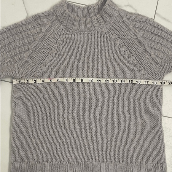 Cocogio Sweater Cozy Lt. Gray Mock Neck Cable Knit Sleeves OS Relaxed FitSz S - Picture 10 of 12